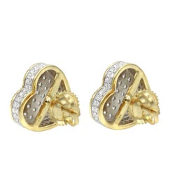 Solid 14K White Gold Large Heart Diamond Stud Earrings For Women 1ct By Luxurman -H'Hen Sale Store solid 14k gold large heart diamond stud earrings for women 1ct by luxurman backye