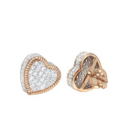 Solid 14K White Gold Large Heart Diamond Stud Earrings For Women 1ct By Luxurman -H'Hen Sale Store solid 14k gold large heart diamond stud earrings for women 1ct by luxurman mainro