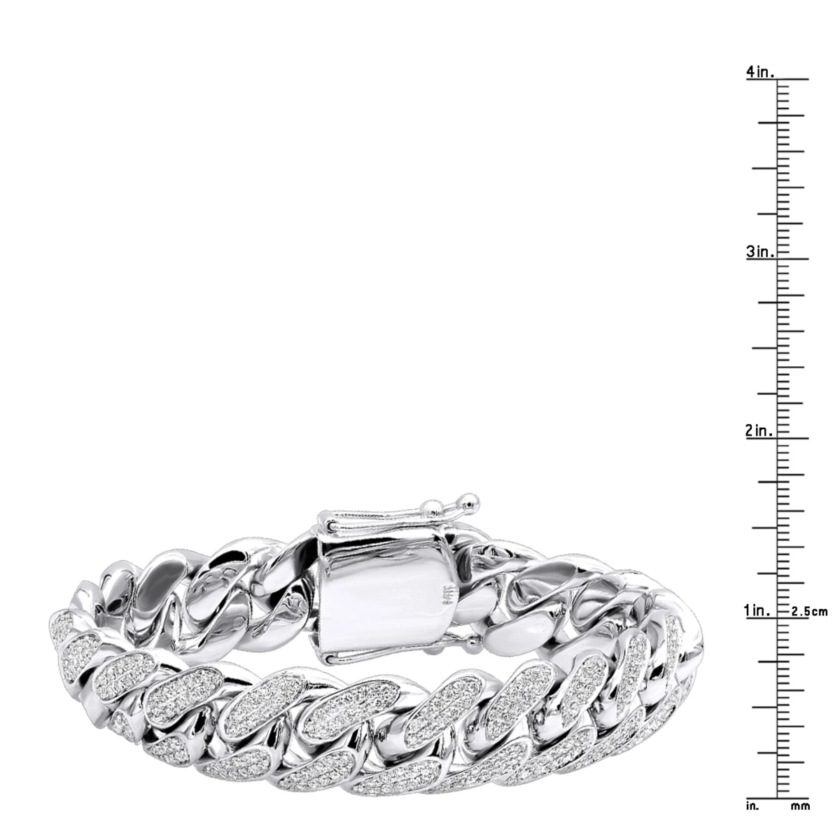 Solid 14K White Gold Men's Miami Cuban Link Diamond Bracelet By Luxurman 9ct 17mm 8 Solid 14K White Gold Men's Miami Cuban Link Diamond Bracelet By Luxurman 9ct 17mm - Image 6