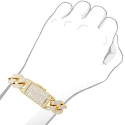 Solid 14K Yellow Gold Miami Cuban Link Chain VS Diamond Bracelet For Men 16mm Wide -H'Hen Sale Store solid 14k gold miami cuban link chain bracelet for men vs diamonds 16mm wide 803197 bodye