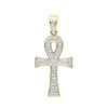 14K Yellow Gold Mini Diamond Egyptian Ankh Cross Pendant For Women 0.2ct -H'Hen Sale Store solid 14k gold mini diamond egyptian ankh cross pendant for women 02ct mainye