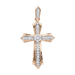 14K Yellow Gold Small Diamond Cross Pendant For Women 0.2ct -H'Hen Sale Store solid 14k gold small diamond cross pendant for women 0 2ct ro