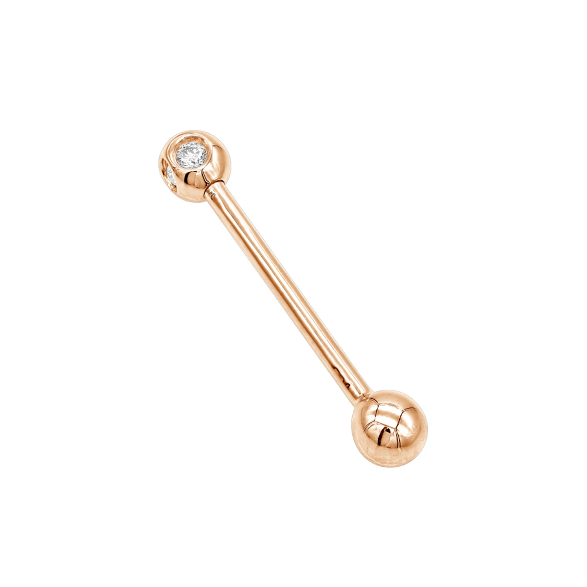 Solid 14K Yellow Gold Straight Diamond Barbell Piercing 0.15ct 5 Solid 14K Yellow Gold Straight Diamond Barbell Piercing 0.15ct - Image 3