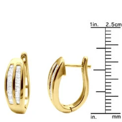 Solid 10K Yellow Gold Baguette Diamond Earrings Hoops 1/2ct 11 Solid 10K Yellow Gold Baguette Diamond Earrings Hoops 1/2ct -H'Hen Sale Store solid gold baguette diamond earrings hoops 13ct p 7231 ruler yellow