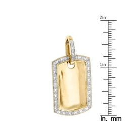 10K Yellow Gold Diamond Dog Tag Pendant Gold 0.65ct 13 10K Yellow Gold Diamond Dog Tag Pendant Gold 0.65ct -H'Hen Sale Store solid gold diamond dog tag pendant 10k 065ct rulerye