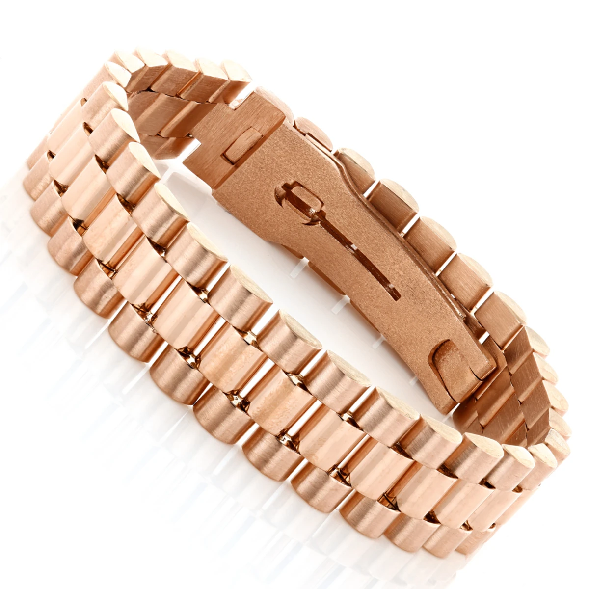 Solid 18K Rose Gold Men's Bracelet Rolex Style 3 Solid 18K Rose Gold Men's Bracelet Rolex Style
