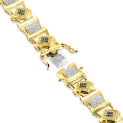 Solid 10K Yellow Gold Men's Diamond Bracelet Yellow Blue White 2.5 Ct -H'Hen Sale Store solid gold mens diamond bracelet yellow blue white 276ct p 6498 backye