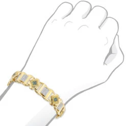 Solid 10K Yellow Gold Men's Diamond Bracelet Yellow Blue White 2.5 Ct -H'Hen Sale Store solid gold mens diamond bracelet yellow blue white 276ct p 6498 bodye