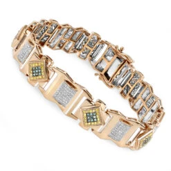 Solid 10K Yellow Gold Men's Diamond Bracelet Yellow Blue White 2.5 Ct -H'Hen Sale Store solid gold mens diamond bracelet yellow blue white 276ct p 6498 ro
