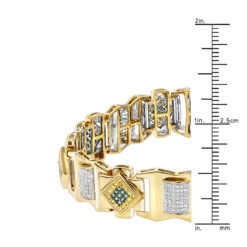 Solid 10K Yellow Gold Men's Diamond Bracelet Yellow Blue White 2.5 Ct -H'Hen Sale Store solid gold mens diamond bracelet yellow blue white 276ct p 6498 rulerye