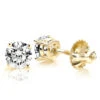 Solitaire 1 Carat Round Diamond Stud Earrings F-G VS In 4 Prong 18K Yellow Gold