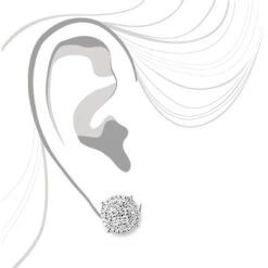 Sparkling Round Diamond Cluster Earrings Studs For Men & Women 14K White Gold -H'Hen Sale Store sparkling round diamond cluster earrings 090ct 14k gold 4