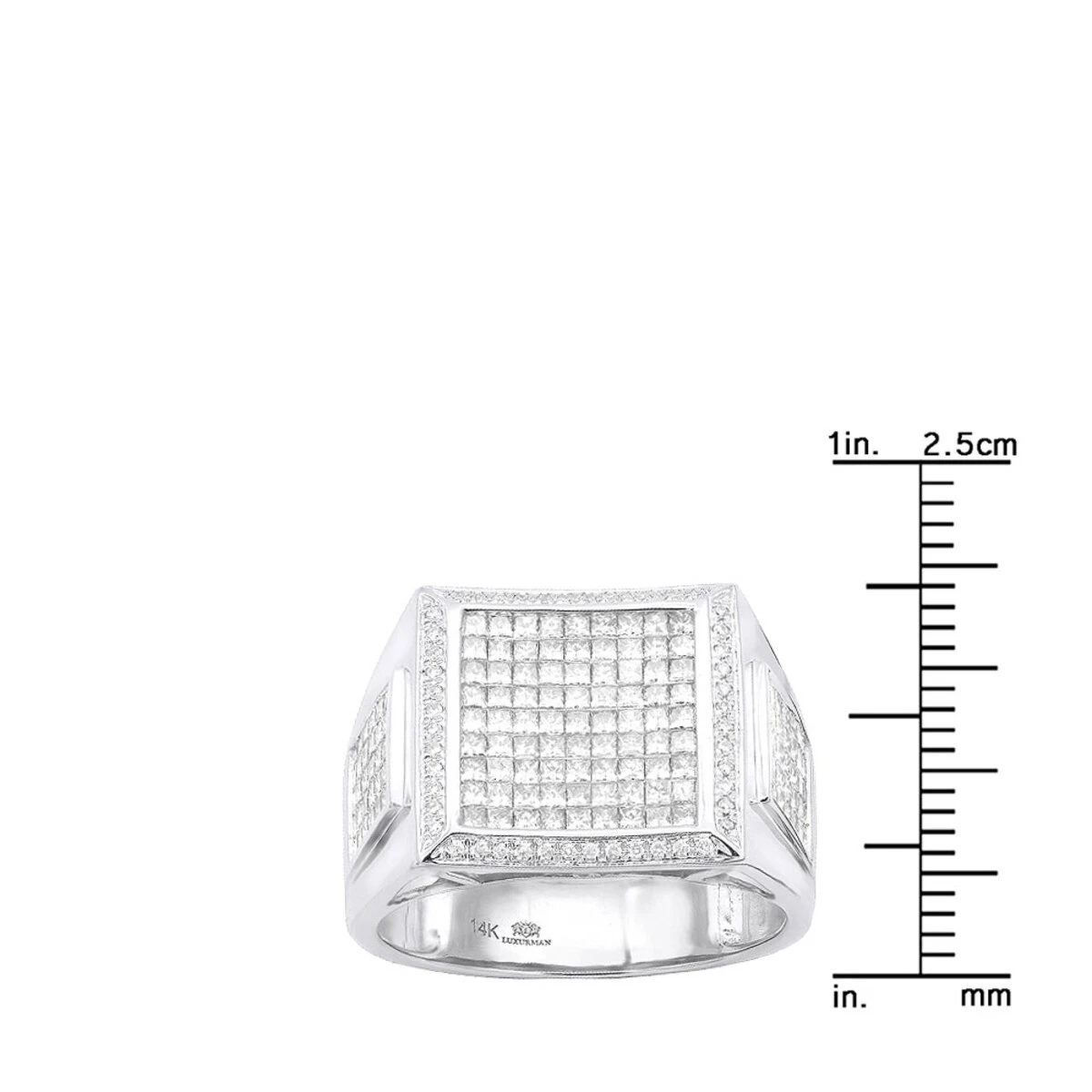 Square 14K White Gold Men's Princess Cut Diamond Ring 2.65ct 8 Square 14K White Gold Men's Princess Cut Diamond Ring 2.65ct - Image 6