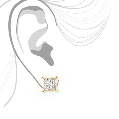Square Diamond Stud Earrings 14K Yellow Gold 2.25ct 4 Square Diamond Stud Earrings 14K Yellow Gold 2.25ct - Image 2