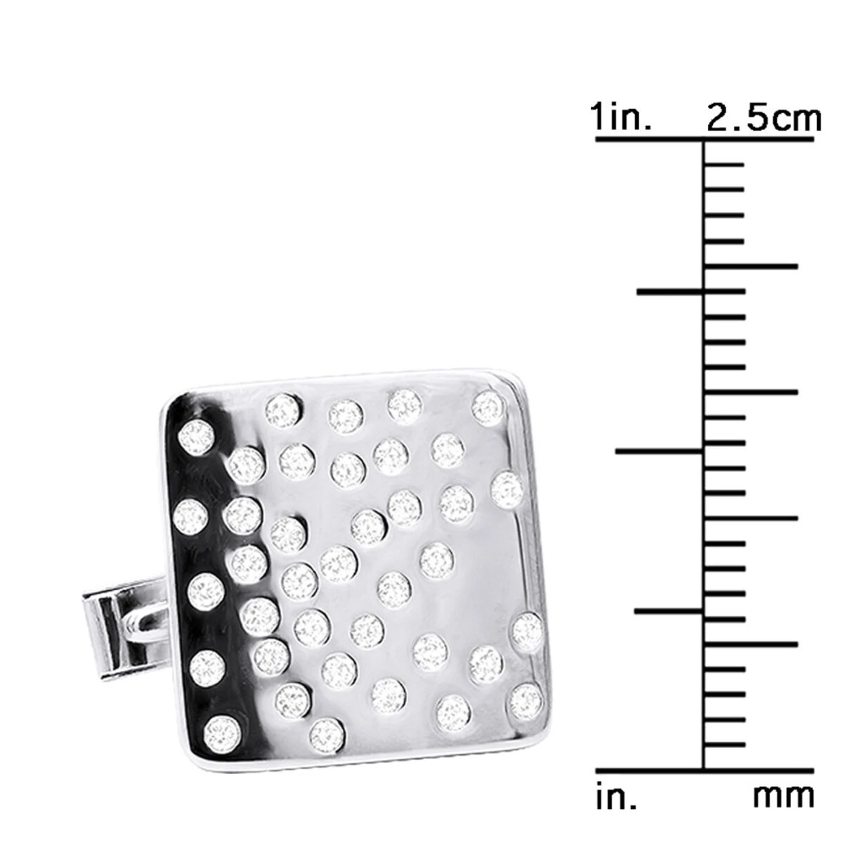 Square Men's Diamond Cufflinks 0.4ct 14K White Gold 6 Square Men's Diamond Cufflinks 0.4ct 14K White Gold - Image 4