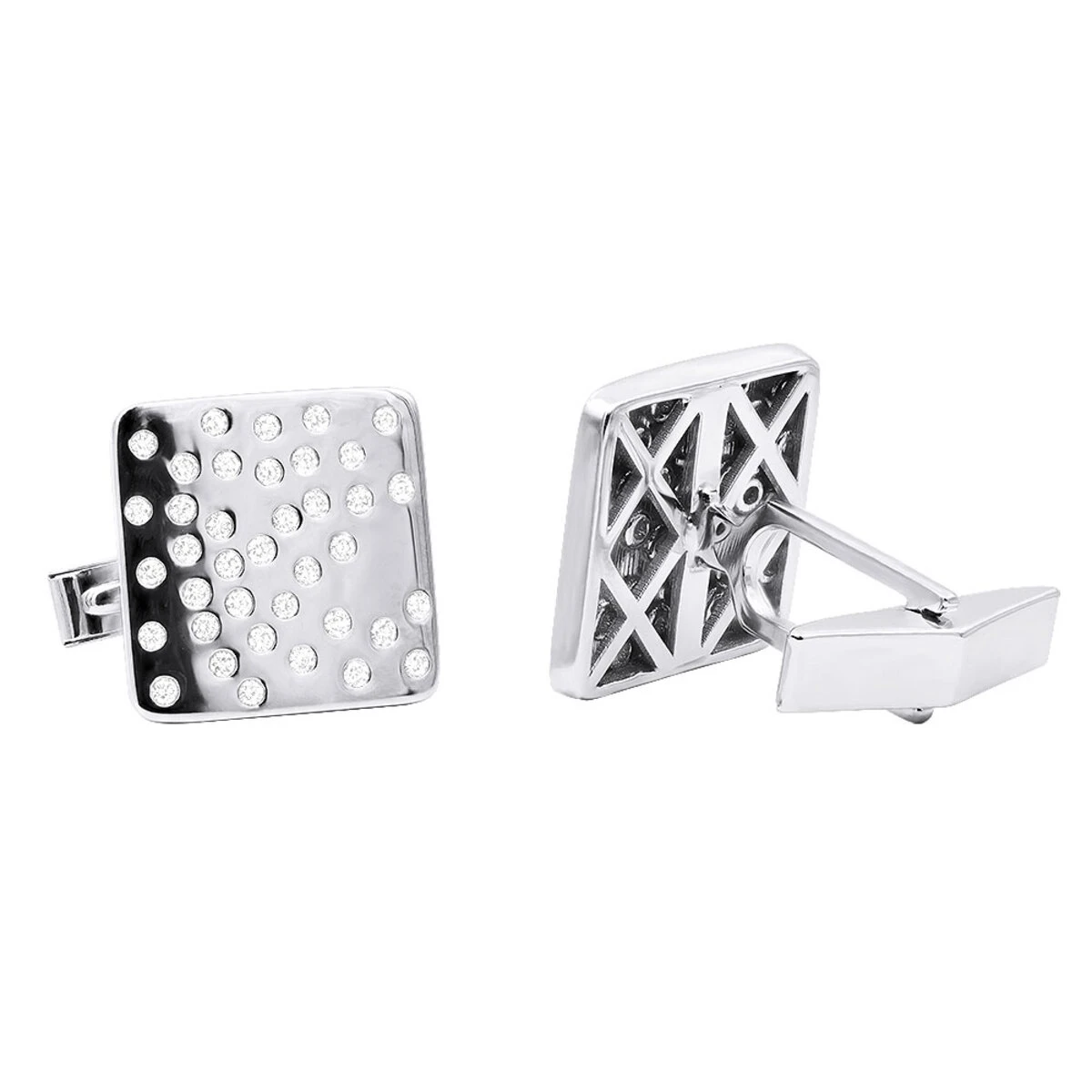 Square Men's Diamond Cufflinks 0.4ct 14K White Gold 3 Square Men's Diamond Cufflinks 0.4ct 14K White Gold