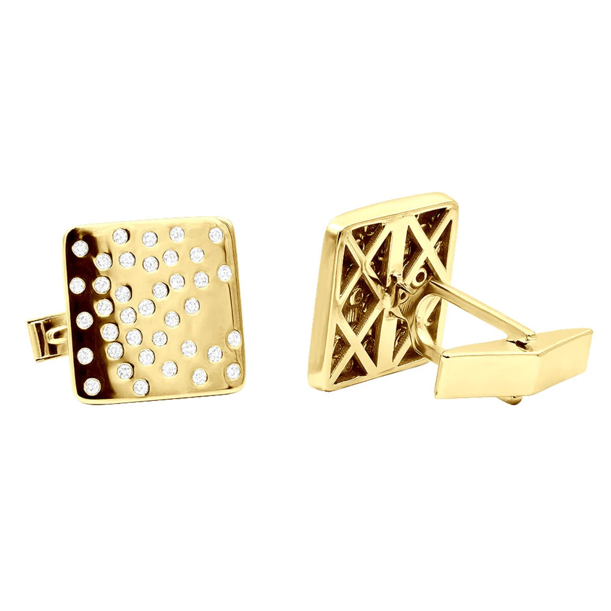 Square Men's Diamond Cufflinks 0.4ct 14K White Gold 4 Square Men's Diamond Cufflinks 0.4ct 14K White Gold - Image 2