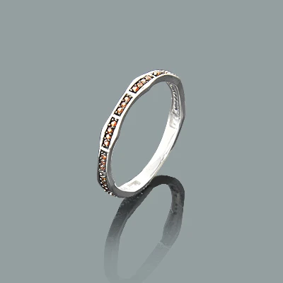Thin 14K White Gold Red 0.13ct Diamond Stackable Ring 4 Thin 14K White Gold Red 0.13ct Diamond Stackable Ring - Image 2
