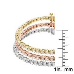 Stackable Round Diamond Tennis Bracelet 10K Gold 4.5ct -H'Hen Sale Store stackable round diamond tennis bracelet in 10k yellow rose white gold 45ct ruler