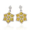 Star Dangle Earrings With White And Yellow Diamonds 0.80ct 14K Yellow Gold
