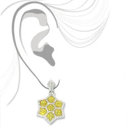 Star Dangle Earrings With White And Yellow Diamonds 0.80ct 14K Yellow Gold 6 Star Dangle Earrings With White And Yellow Diamonds 0.80ct 14K Yellow Gold -H'Hen Sale Store star dangle earrings with white and yellow diamonds 080ct 14k 2