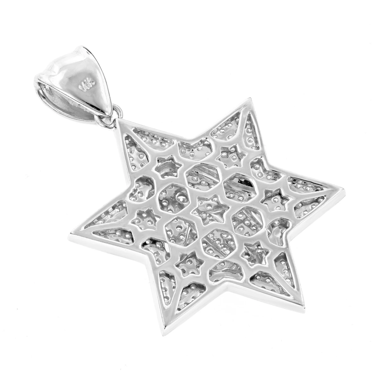 14K White Gold Star Of David Real Diamond Hamsa Necklace 1.17ct 6 14K White Gold Star Of David Real Diamond Hamsa Necklace 1.17ct - Image 4