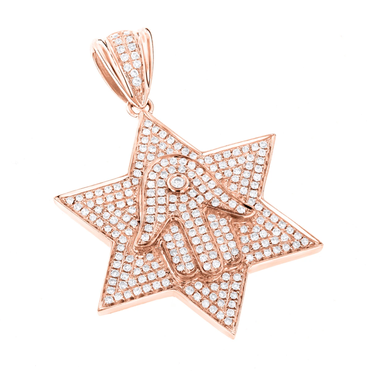 14K White Gold Star Of David Real Diamond Hamsa Necklace 1.17ct 5 14K White Gold Star Of David Real Diamond Hamsa Necklace 1.17ct - Image 3