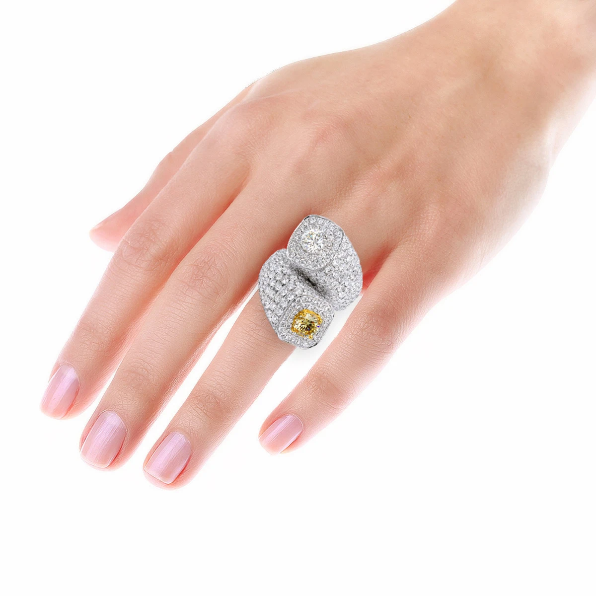 Statement 18K White Gold 13 Carat Unique Diamond Cocktail Ring For Women 7 Statement 18K White Gold 13 Carat Unique Diamond Cocktail Ring For Women - Image 5