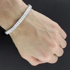Sterling Silver 2 Row Diamond Bracelet 0.40ct -H'Hen Sale Store sterling silver 2 row diamond bracelet 040ct 3
