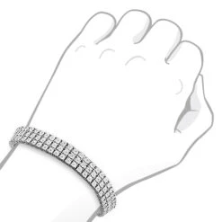 Sterling Silver 3 Row Diamond Bracelet 0.5ct -H'Hen Sale Store sterling silver 3 row diamond bracelet 05ct 3