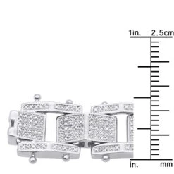 Sterling Silver Men's Diamond Bracelet 0.84ct -H'Hen Sale Store sterling silver bracelets mens diamond bracelet 084ct ruler