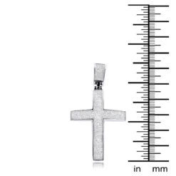 Large Sterling Silver Diamond Cross Pendant For Men 1.75ct -H'Hen Sale Store sterling silver diamond cross pendant 175ct p 43950 ruler
