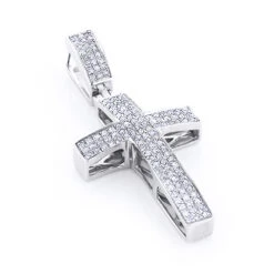 Sterling Silver Diamond Cross Pendant 1/2ct