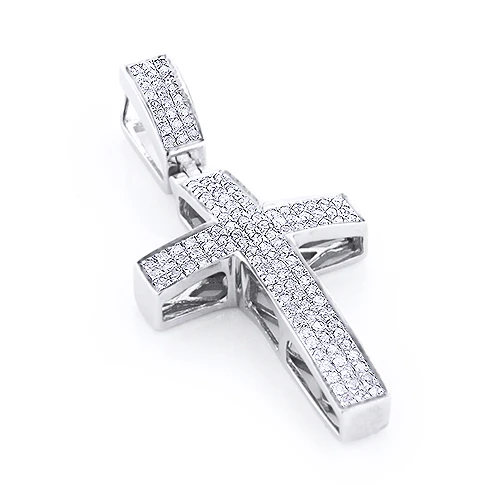 Sterling Silver Diamond Cross Pendant 1/2ct 3 Sterling Silver Diamond Cross Pendant 1/2ct