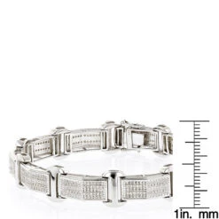 Sterling Silver Men's Diamond Bracelet 0.59ct -H'Hen Sale Store sterling silver mens diamond bracelet 049ct p 46835 ruler