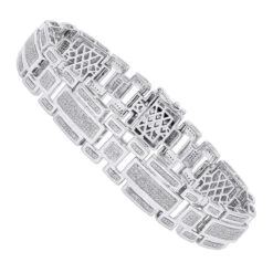 Sterling Silver Men's Diamond Bracelet 2.19ct