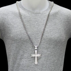 Sterling Silver Men's Diamond Cross Pendant 1.67ct -H'Hen Sale Store sterling silver mens diamond cross pendant 139ct p 47436bod