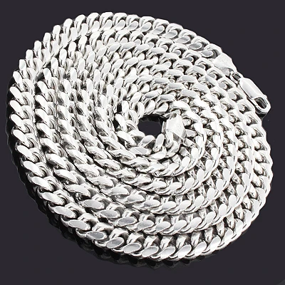 Men's Sterling Silver Miami Cuban Link Chain 7mm 22-30in 4 Men's Sterling Silver Miami Cuban Link Chain 7mm 22-30in - Image 2