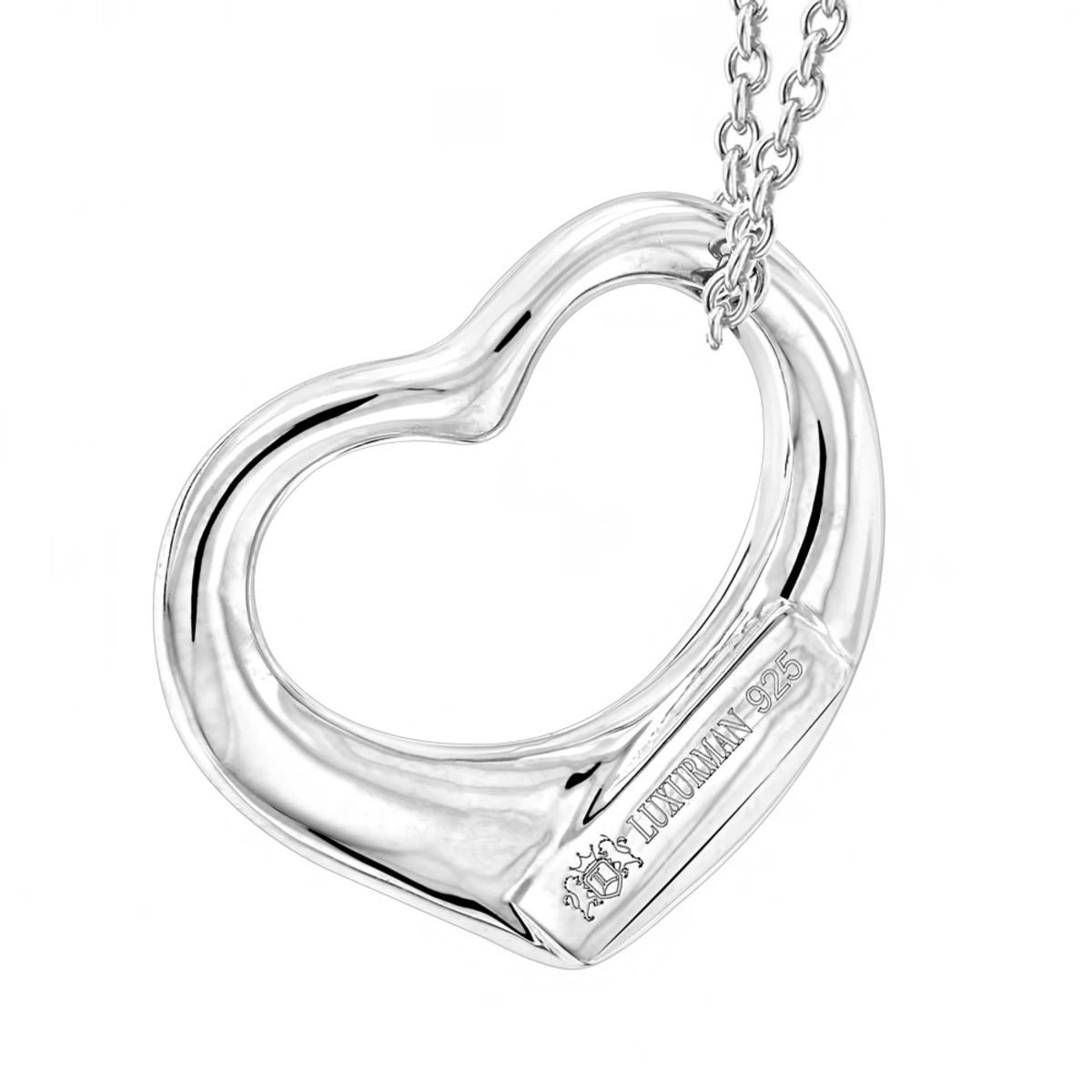 Sterling Silver Open Heart Diamond Necklace With Chain Luxurman Love Quotes 4 Sterling Silver Open Heart Diamond Necklace With Chain Luxurman Love Quotes - Image 2