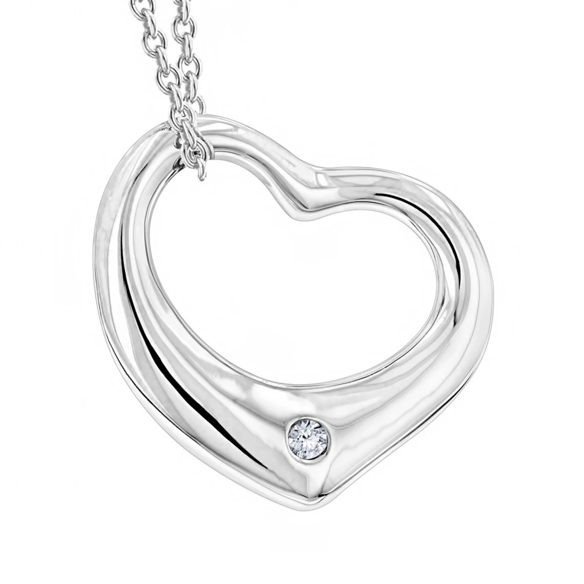 Sterling Silver Open Heart Diamond Necklace With Chain Luxurman Love Quotes 3 Sterling Silver Open Heart Diamond Necklace With Chain Luxurman Love Quotes