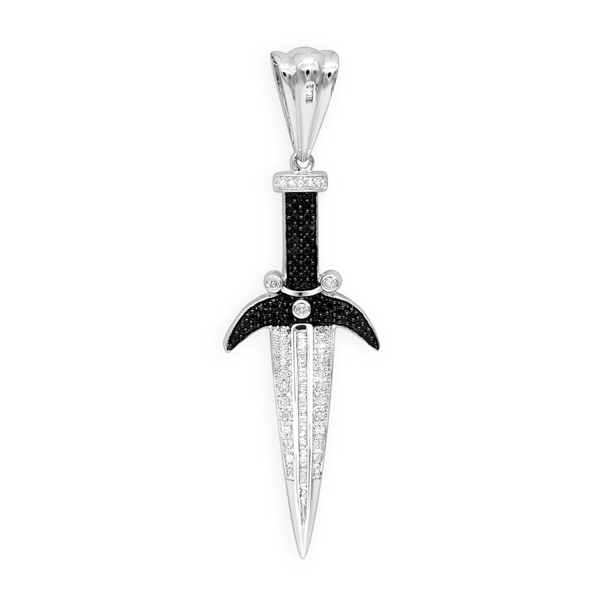 Men's Sterling Silver Sword Pendant With Diamonds 0.6ct 3 Men's Sterling Silver Sword Pendant With Diamonds 0.6ct