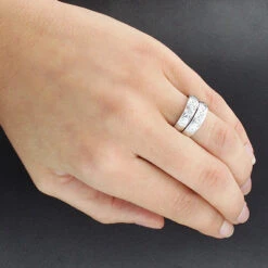 Sterling Silver Trio Diamond Ring Set 0.17ct -H'Hen Sale Store sterling silver trio diamond ring set 017ct 3