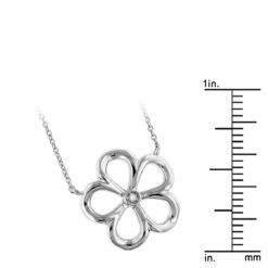 Sterling Silver Women's Diamond Flower Necklace Luxurman Love Quotes -H'Hen Sale Store sterling silver womens diamond flower necklace luxurman love quotes rulerwh