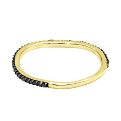 Thin Black Diamond Band For Women 14K Yellow Gold 0.15ct Curved Stackable Ring -H'Hen Sale Store thin black diamond band in 14k gold 019ct stackable rings p 49481 backye