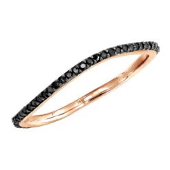 Thin Black Diamond Band For Women 14K Yellow Gold 0.15ct Curved Stackable Ring -H'Hen Sale Store thin black diamond band in 14k gold 019ct stackable rings p 49481 ro
