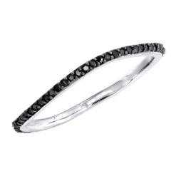 Thin Black Diamond Band For Women 14K Yellow Gold 0.15ct Curved Stackable Ring -H'Hen Sale Store thin black diamond band in 14k gold 019ct stackable rings p 49481 wh