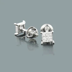 Tiny Diamond Stud Earrings 0.06ct 10K White Gold