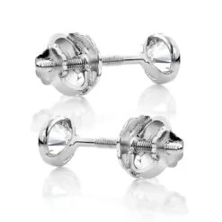 Two Carat 14K White Gold Solitaire Round Diamond Bezel Stud Earrings 6mm -H'Hen Sale Store two carat 14k gold solitaire round diamond bezel stud earrings backwh