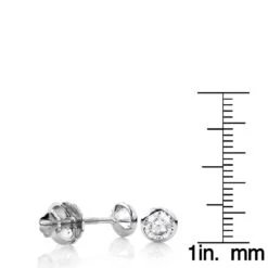 Two Carat 14K White Gold Solitaire Round Diamond Bezel Stud Earrings 6mm -H'Hen Sale Store two carat 14k gold solitaire round diamond bezel stud earrings rulerwh