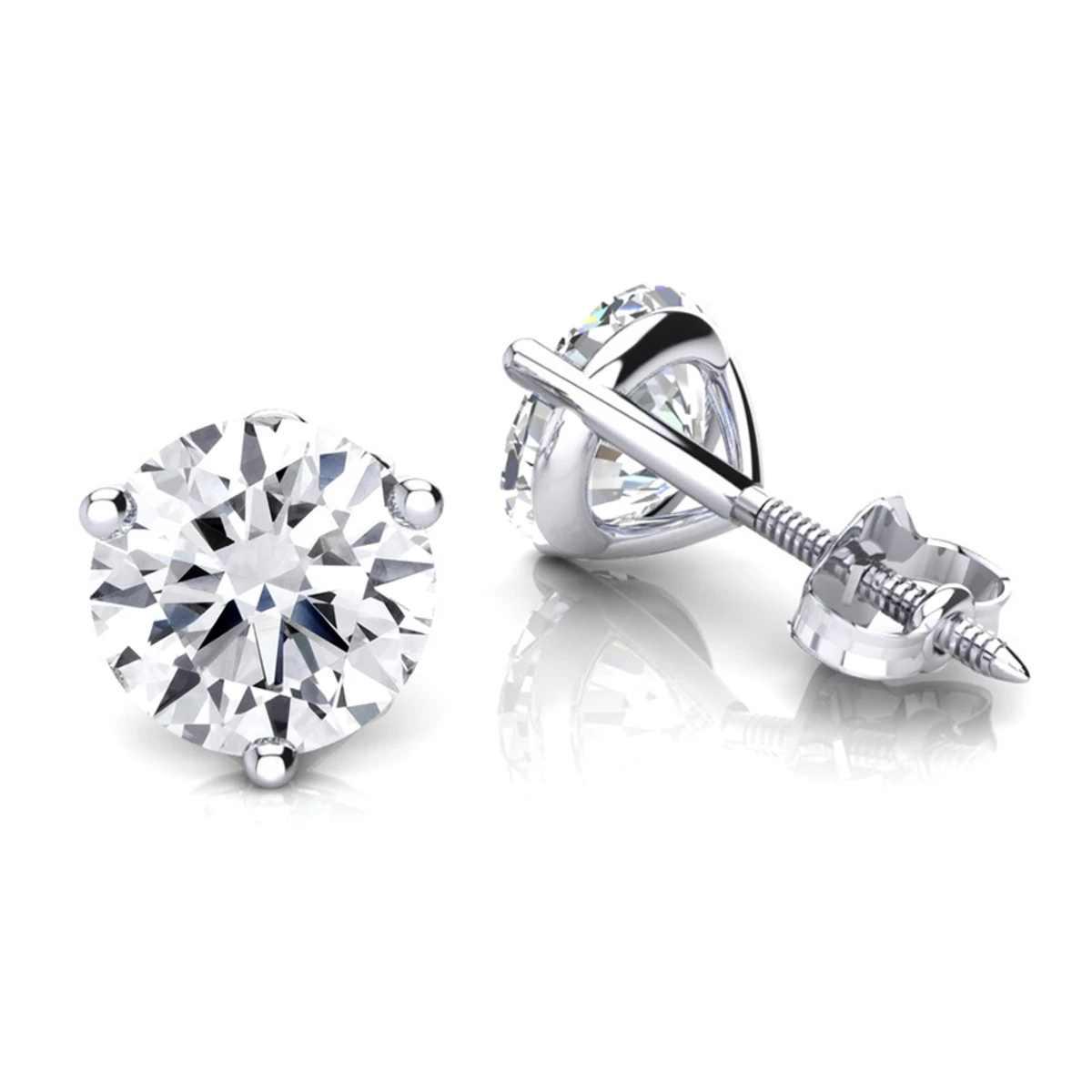 Two Carat 14K White Gold Solitaire Round Diamond Martini Stud Earrings 3 Two Carat 14K White Gold Solitaire Round Diamond Martini Stud Earrings